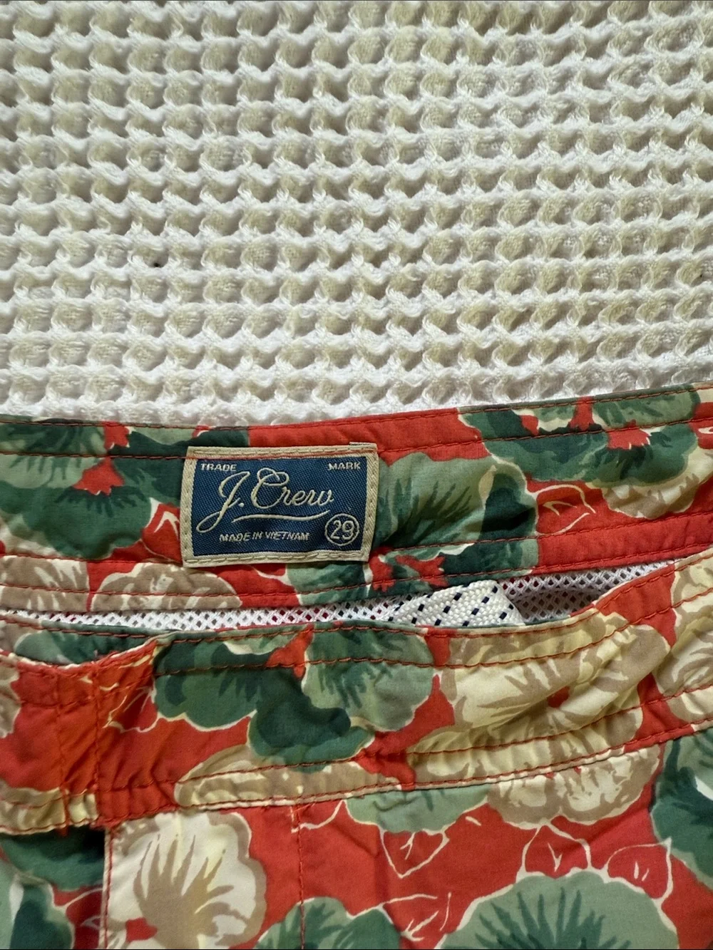 J. Crew Red Floral Cotton Blend Men’s Swim Shorts